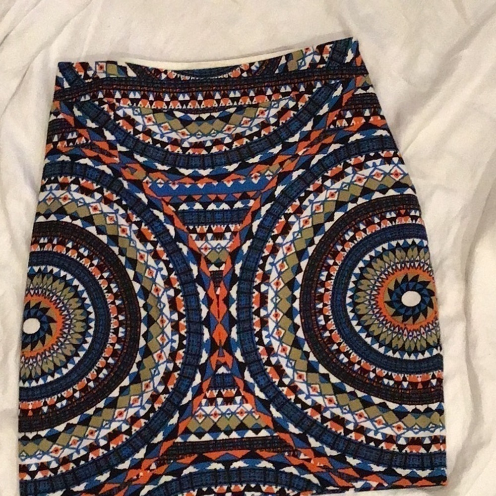 Anthropology Tabitha Patterned Side Zip Cotton Lined Skirt Size 8